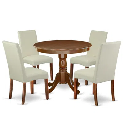 East West Furniture Dining Room Set Mahogany, Andr5-mah-01 In Brown