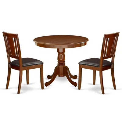 East West Furniture Dining Room Set Mahogany, Andu3-mah-lc In Brown