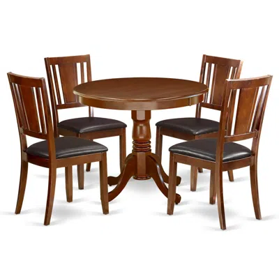 East West Furniture Dining Room Set Mahogany, Andu5-mah-lc In Brown