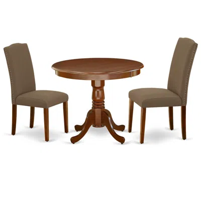 East West Furniture Dining Room Set Mahogany, Anen3-mah-18 In Blue