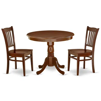 East West Furniture Dining Room Set Mahogany, Angr3-mah-w In Blue