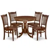 East West Furniture Dining Room Set Mahogany, Angr5-mah-w