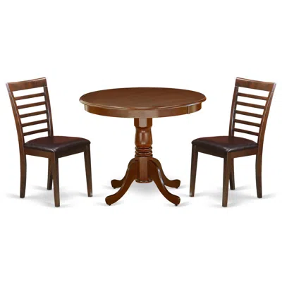 East West Furniture Dining Room Set Mahogany, Anml3-mah-lc In Brown