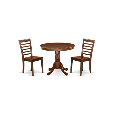 East West Furniture Dining Room Set Mahogany, Anml3-mah-w In Blue