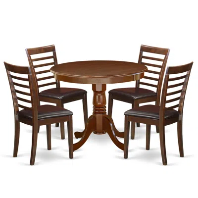 East West Furniture Dining Room Set Mahogany, Anml5-mah-lc