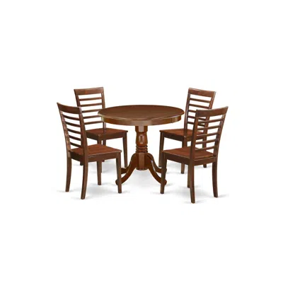 East West Furniture Dining Room Set Mahogany, Anml5-mah-w In Blue