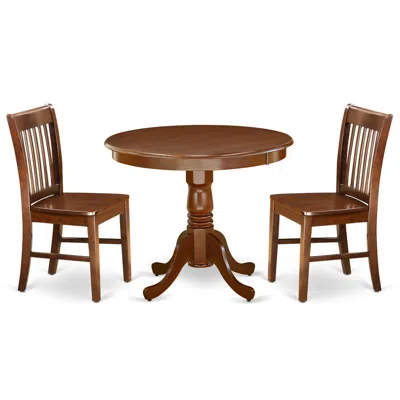 East West Furniture Dining Room Set Mahogany, Anno3-mah-w
