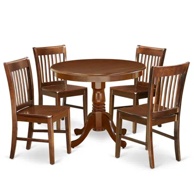 East West Furniture Dining Room Set Mahogany, Anno5-mah-w In Blue
