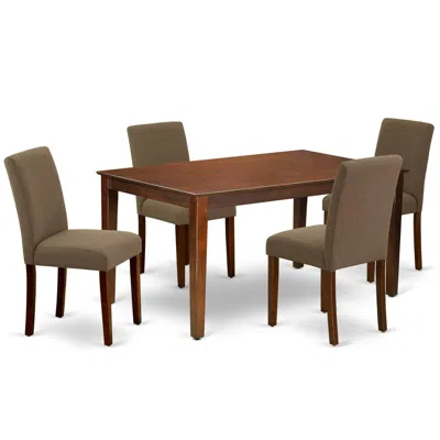 East West Furniture Dining Room Set Mahogany, Caab5-mah-18 In Brown