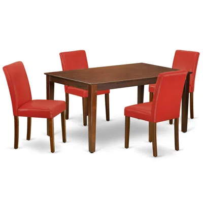 East West Furniture Dining Room Set Mahogany, Caab5-mah-72