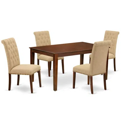 East West Furniture Dining Room Set Mahogany, Cabr5-mah-04 In Brown