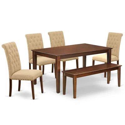 East West Furniture Dining Room Set Mahogany, Cabr6-mah-04