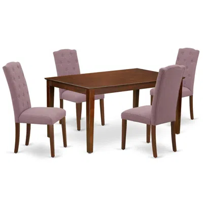 East West Furniture Dining Room Set Mahogany, Cace5-mah-10
