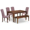 East West Furniture Dining Room Set Mahogany, Cace6-mah-10 In Pink