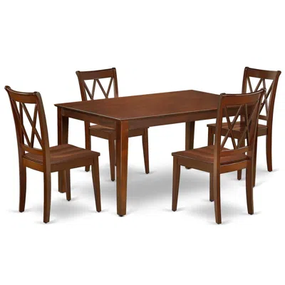 East West Furniture Dining Room Set Mahogany, Cacl5-mah-w In Brown