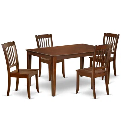 East West Furniture Dining Room Set Mahogany, Cada5-mah-w