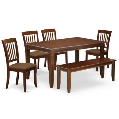 East West Furniture Dining Room Set Mahogany, Cada6-mah-c In Brown