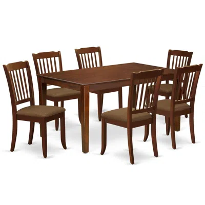 East West Furniture Dining Room Set Mahogany, Cada7-mah-c In Brown
