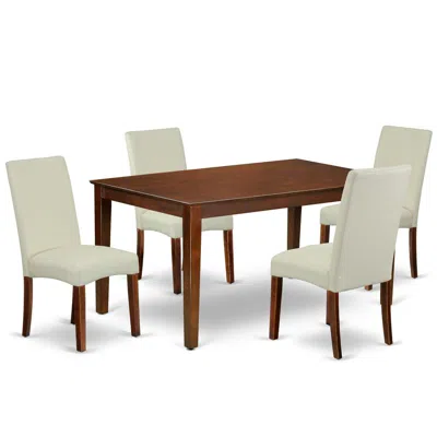 East West Furniture Dining Room Set Mahogany, Cadr5-mah-01 In White