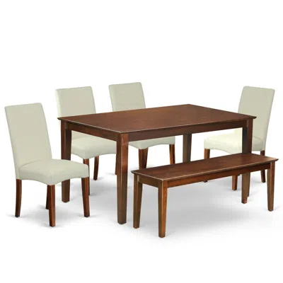 East West Furniture Dining Room Set Mahogany, Cadr6-mah-01 In Brown