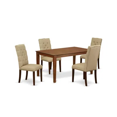 East West Furniture Dining Room Set Mahogany, Cael5-mah-16 In Brown