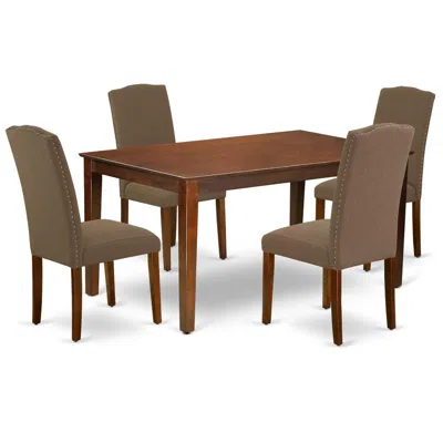 East West Furniture Dining Room Set Mahogany, Caen5-mah-18 In Brown