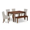 East West Furniture Dining Room Set Mahogany, Cafr6-mah-05 In Brown