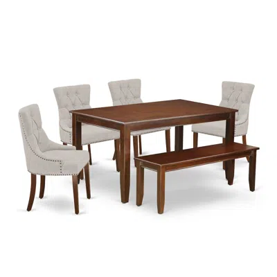 East West Furniture Dining Room Set Mahogany, Cafr6-mah-05 In Brown