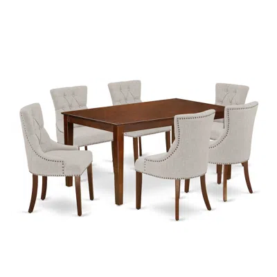 East West Furniture Dining Room Set Mahogany, Cafr7-mah-05 In Brown