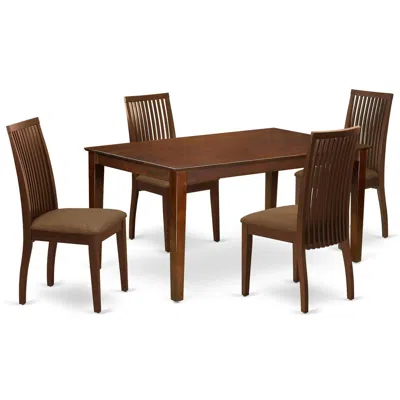 East West Furniture Dining Room Set Mahogany, Caip5-mah-c In Brown