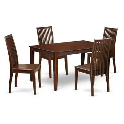 East West Furniture Dining Room Set Mahogany, Caip5-mah-w In Brown