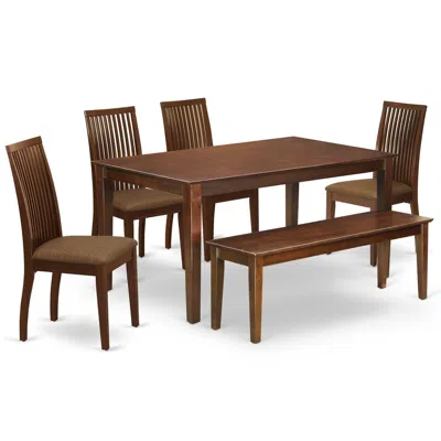 East West Furniture Dining Room Set Mahogany, Caip6-mah-c In Brown