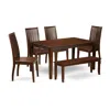 East West Furniture Dining Room Set Mahogany, Caip6-mah-w In Brown