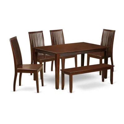 East West Furniture Dining Room Set Mahogany, Caip6-mah-w In Brown