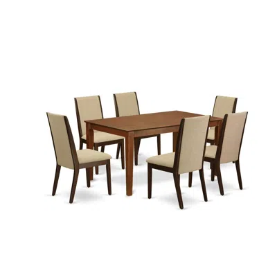 East West Furniture Dining Room Set Mahogany, Cala7-mah-04 In Brown