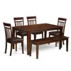 East West Furniture Dining Room Set Mahogany, Cap6s-mah-lc In Brown