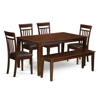 East West Furniture Dining Room Set Mahogany, Cap6s-mah-lc In Brown