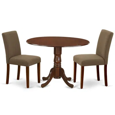 East West Furniture Dining Room Set Mahogany, Dlab3-mah-18 In Black