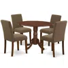 East West Furniture Dining Room Set Mahogany, Dlab5-mah-18