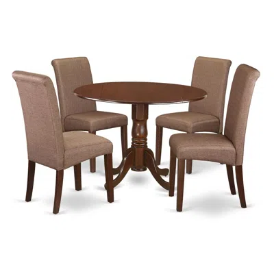 East West Furniture Dining Room Set Mahogany, Dlba5-mah-18