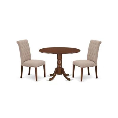 East West Furniture Dining Room Set Mahogany, Dlbr3-mah-04 In Gold