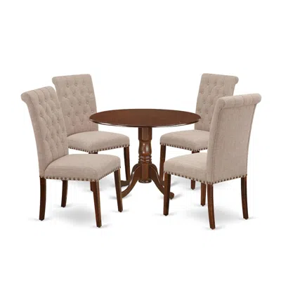 East West Furniture Dining Room Set Mahogany, Dlbr5-mah-04