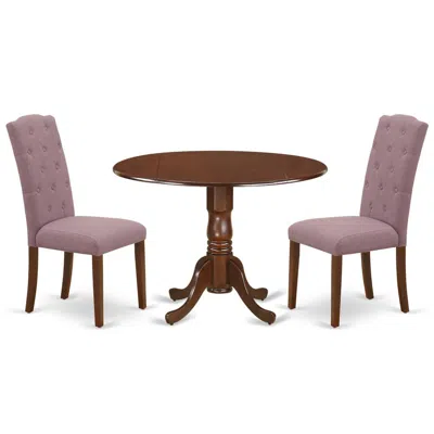 East West Furniture Dining Room Set Mahogany, Dlce3-mah-10 In Pink