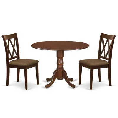 East West Furniture Dining Room Set Mahogany, Dlcl3-mah-c In Brown