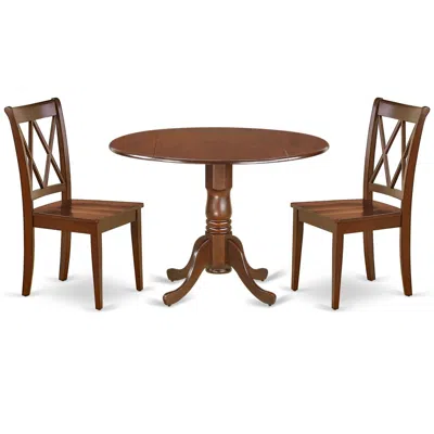 East West Furniture Dining Room Set Mahogany, Dlcl3-mah-w In Brown