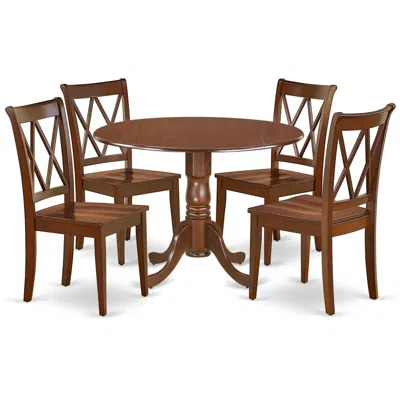 East West Furniture Dining Room Set Mahogany, Dlcl5-mah-w In Brown