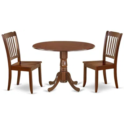 East West Furniture Dining Room Set Mahogany, Dlda3-mah-w In Brown