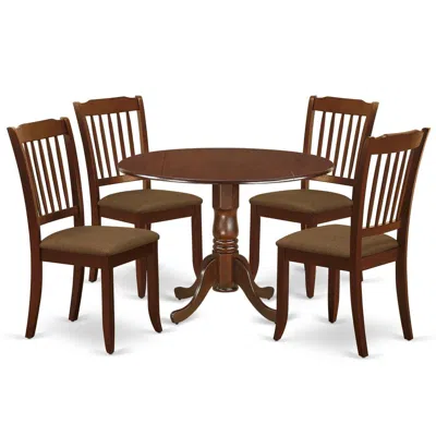 East West Furniture Dining Room Set Mahogany, Dlda5-mah-c In Neutral