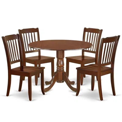 East West Furniture Dining Room Set Mahogany, Dlda5-mah-w