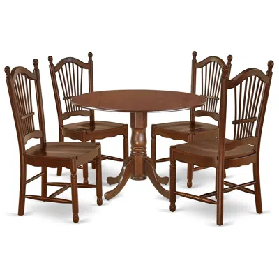 East West Furniture Dining Room Set Mahogany, Dldo5-mah-w In Brown